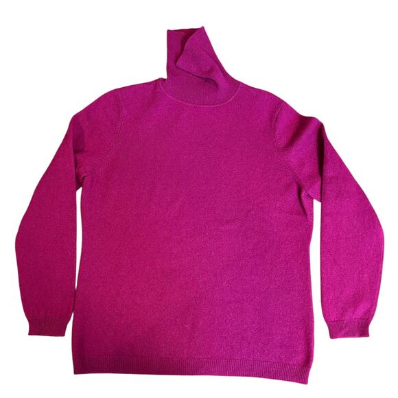 CHARTER CLUB Magenta 100% Cashmere Long Sleeve Turtleneck Sweater Women's XL - Picture 2 of 9